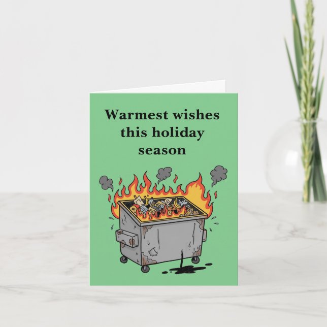 Funny Dumpster Fire Inflation Tariffs Bad Economy Holiday Card (Front)