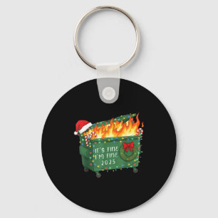 Funny Dumpster Fire It's Fine I'm Fine 2025 Christ Key Ring