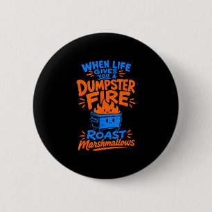 Funny dumpster fire marshmallow  6 cm round badge