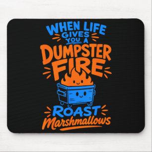 Funny dumpster fire marshmallow mouse mat