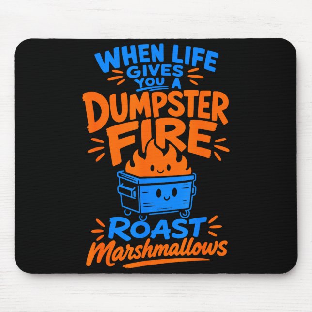 Funny dumpster fire marshmallow  mouse mat (Front)