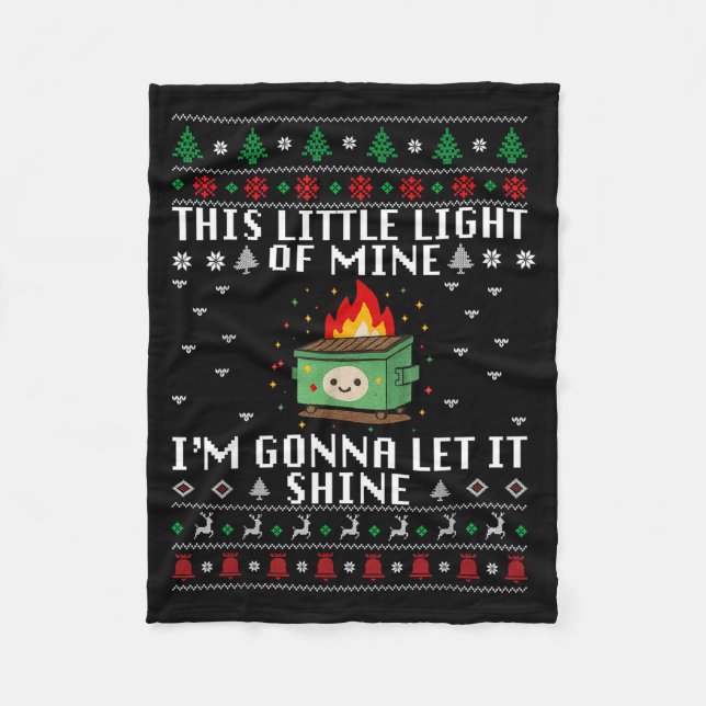 Funny Dumpster Fire Ugly Christmas Sweaters For Me Fleece Blanket (Front)