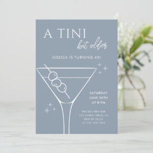 Funny Dusty Blue Tini Bit Older 40th Birthday Invitation