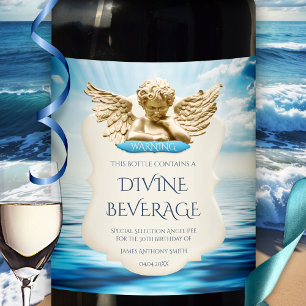 Funny Dutch Humour Angel Birthday Wine Label