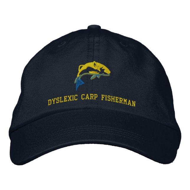 Funny Dyslexic Carp Fisherman Embroidered Hat (Front)