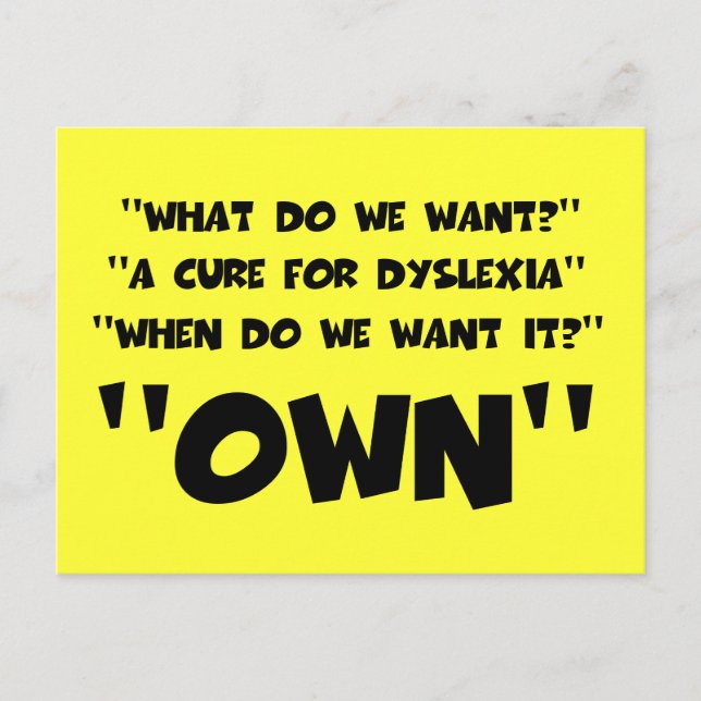 Funny dyslexic postcard (Front)