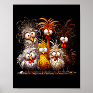 Funny Eagerly Quirky Chicken Art Poster