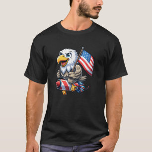 Funny Eagle 4th July American USA Flag Fireworks B T-Shirt