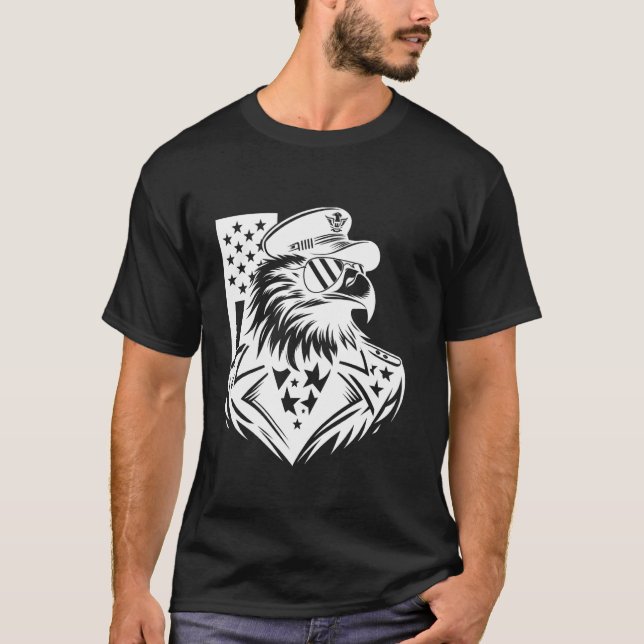 Funny Eagle Bald Eagle in Sunglasses T-Shirt (Front)
