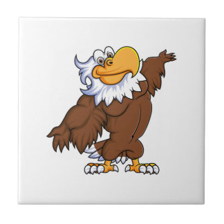 funny eagle cartoon posing mascot character tile