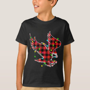 Funny Eagle Christmas Tree Red Plaid Xmas Animals  T-Shirt