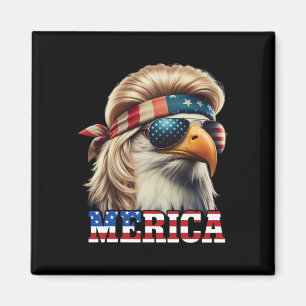Funny Eagle Merica 4th July Blonde Wig Mullet Funn Magnet