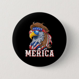 Funny Eagle Mullet 4th Of July Usa American Flag M 6 Cm Round Badge