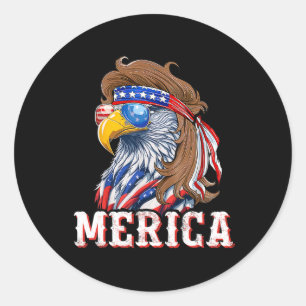 Funny Eagle Mullet 4th Of July Usa American Flag M Classic Round Sticker