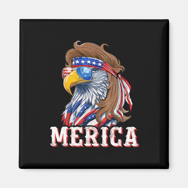 Funny Eagle Mullet 4th Of July Usa American Flag M Magnet (Front)