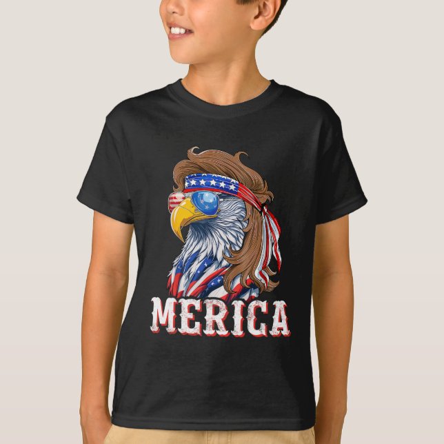 Funny Eagle Mullet 4th Of July Usa American Flag M T-Shirt (Front)