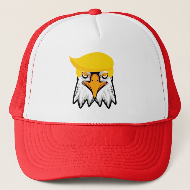 Funny Eagle with Trump Hair T-Shirt Trucker Hat (Front)