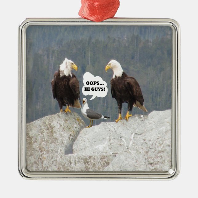 Funny Eagles and Seagull Metal Tree Decoration (Front)