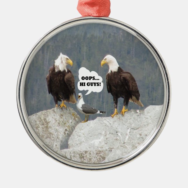 Funny Eagles and Seagull Metal Tree Decoration (Front)