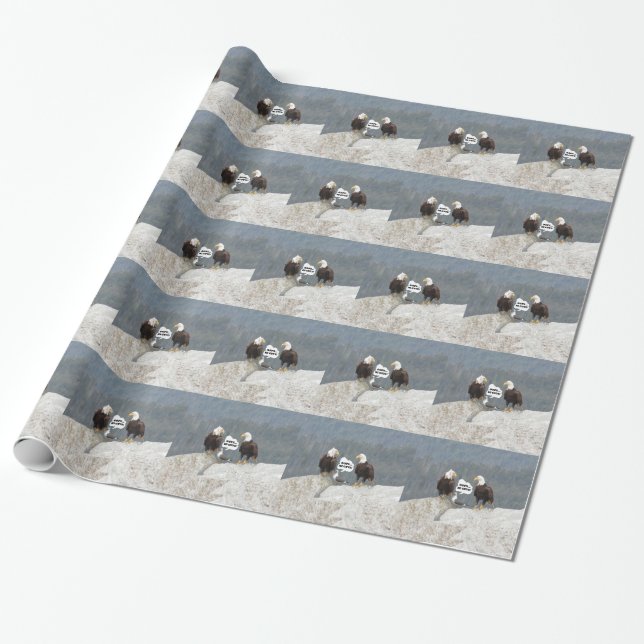 Funny Eagles and Seagull Wrapping Paper (Unrolled)