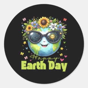 Funny Earth Day 2025 Save The Planet Cute Sungles Classic Round Sticker