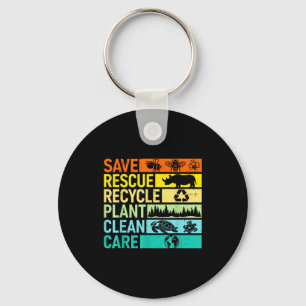 Funny earth day 2026 retro groovy save the earth key ring