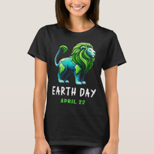 Funny Earth Day Cute Lion Earth Day Earth Planet  T-Shirt