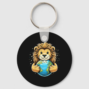 Funny Earth Day Cute Lion Earth Day Lion Lovers Key Ring