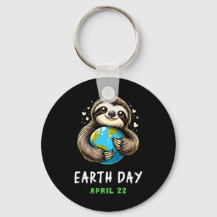 Funny Earth Day Cute Sloth Earth Day Earth Planet Key Ring