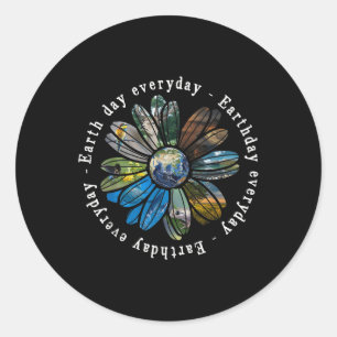 Funny Earth Day Everyday Sunflower Earth Animal Lo Classic Round Sticker