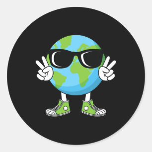 Funny Earth Day Planet Peace Hand Boys Girls Kids Classic Round Sticker