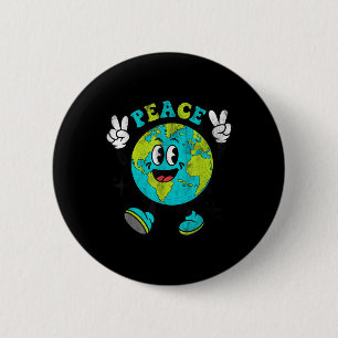 Funny Earth Globe World Peace Sign Earth Day Kids 6 Cm Round Badge