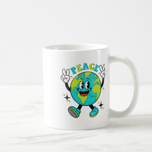 Funny Earth Globe World Peace Sign Earth Day Kids Coffee Mug