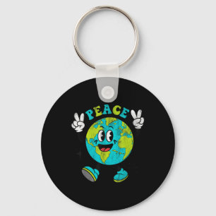 Funny Earth Globe World Peace Sign Earth Day Kids Key Ring