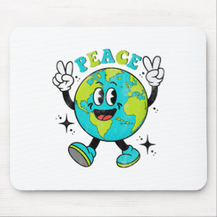 Funny Earth Globe World Peace Sign Earth Day Kids Mouse Mat