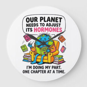 Funny Earth Reading Book - Our Planet Needs To Adj Large Clock