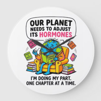 Funny Earth Reading Book - Our Planet Needs To Adj Large Clock