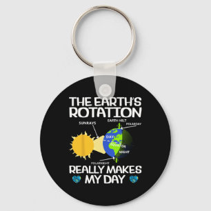 Funny Earth Rotation Earth Day Science Teacher Kid Key Ring