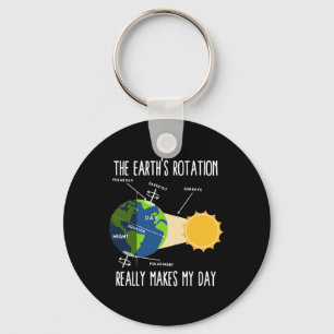 Funny Earth Rotation Earth Day Science Teacher Kid Key Ring