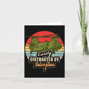 Funny Easily Distracted By Chinook Helicopter Retr Card