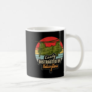 Funny Easily Distracted By Chinook Helicopter Retr Coffee Mug