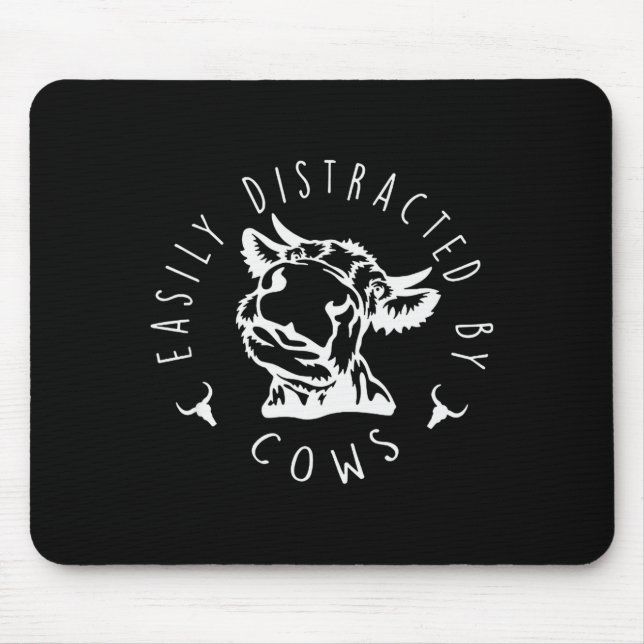 Funny Easily Distracted By Cows Design  Mouse Mat (Front)