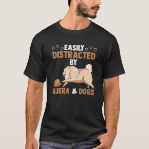 Funny Easily Distracted By Injera And Dogs Flatbre T-Shirt