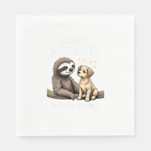 Funny Easily Distracted By Sloths and Dogs T-Shirt Napkin