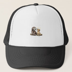 Funny Easily Distracted By Sloths and Dogs T-Shirt Trucker Hat
