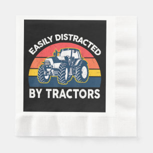 Funny Easily Distracted By Tractors-Shirt Farmer F Napkin