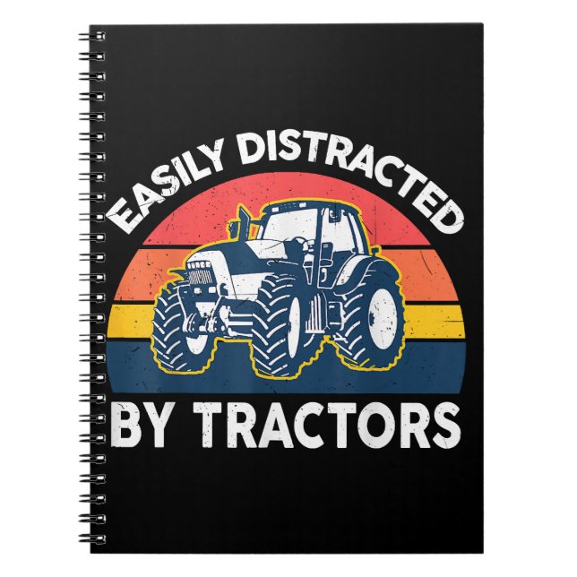 Funny Easily Distracted By Tractors-Shirt Farmer F Notebook (Front)