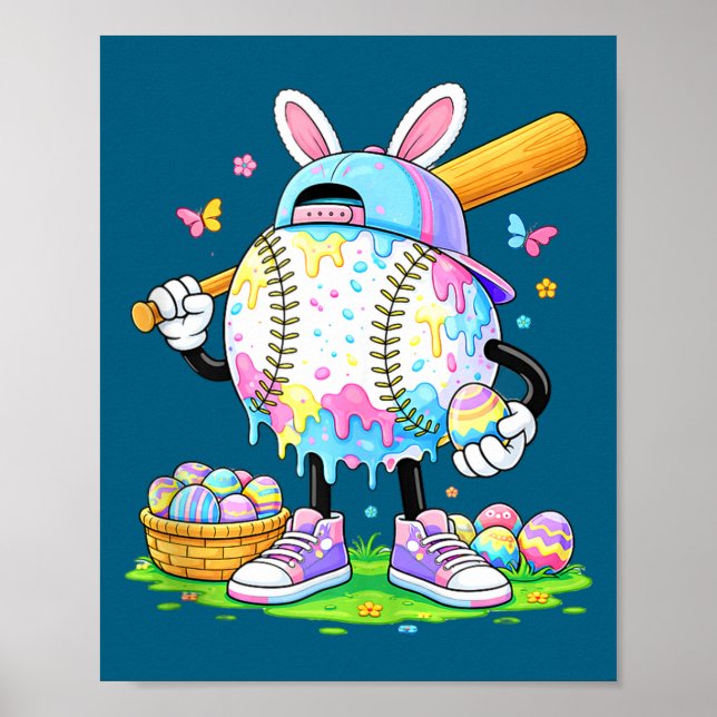 Funny easter baseball bunny egg hunter tank toppng poster (Front)
