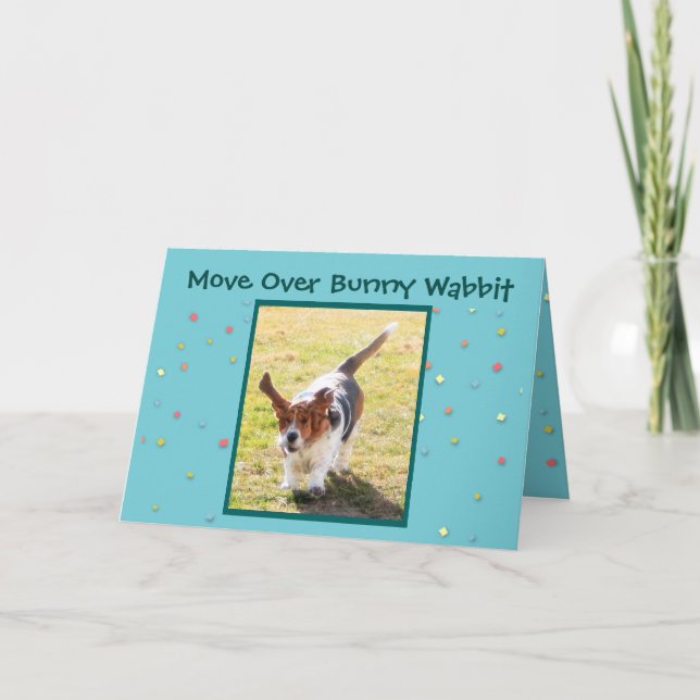 Funny Easter Basset Hound on Easter Card (Front)