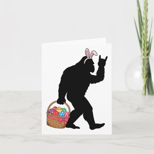 Funny Easter Bigfoot Eggs Costume Bunny Bigfoot Ca Card (Front)